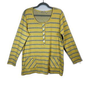 Soft Surroundings Parker Tunic Yellow Gray Stripes Style 2CC50 Size Large